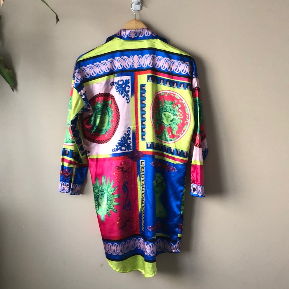 Akira Versace Inspired Pattern Neon Button Down - image 5